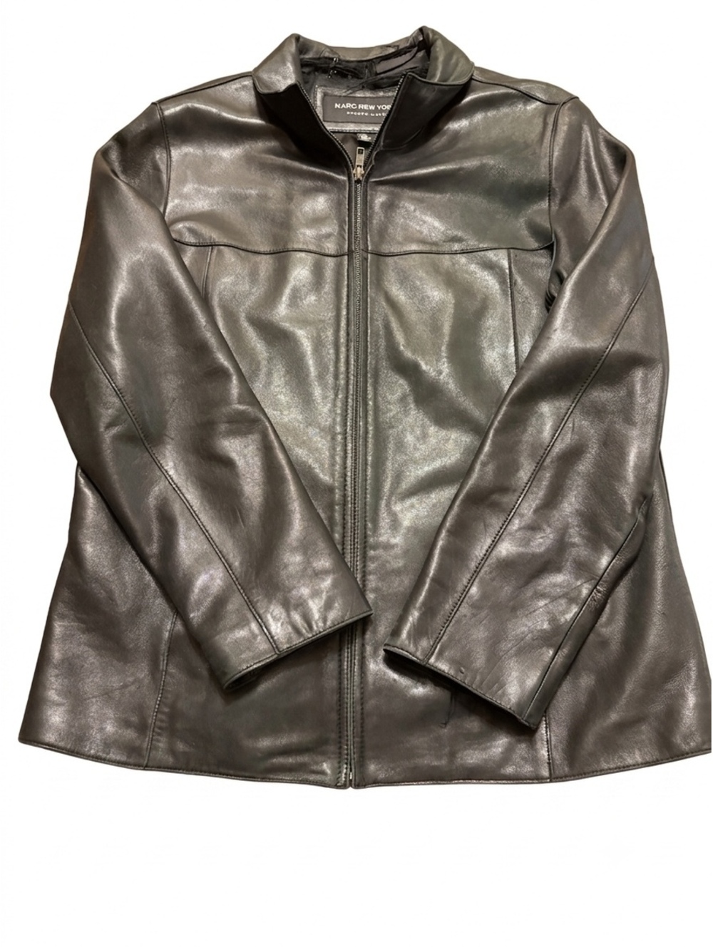Marc New York Women's Leather Jacket - Black Full Zip - XL READ